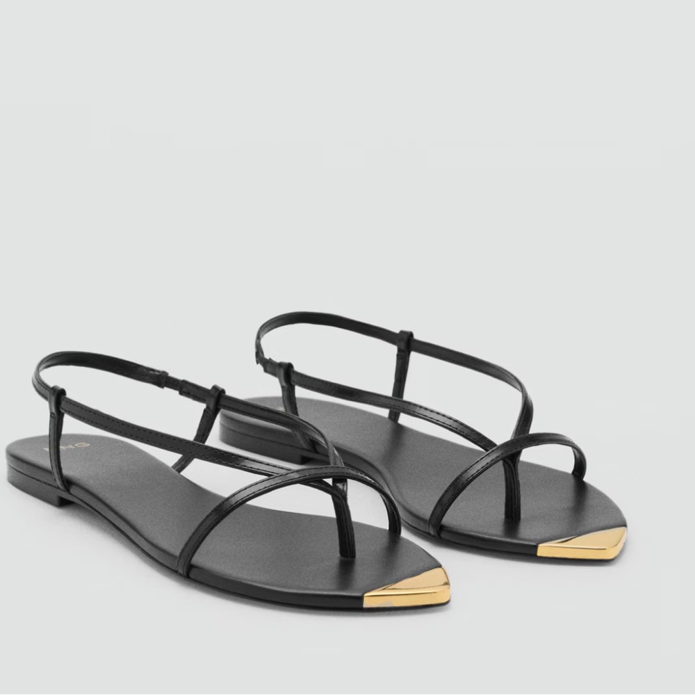 MANGO NWT LEATHER SANDALS WITH STRAP SZ 37 orig box included